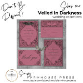 Invitation Tout En Un Bat victorien Til Death Black Wine Mariage QR Code