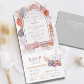 Invitation Tout En Un Beach Seashells Aquarelle Côte Chic Mariage