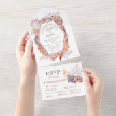 Invitation Tout En Un Beach Seashells Aquarelle Côte Chic Mariage (Déchirure)