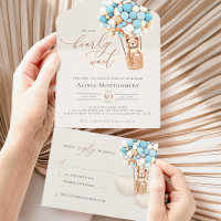 Bear Balloons Baby shower Tous en une invitation