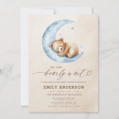 Invitation Tout en un Bearly Wait Blue Boy Baby shower (Devant)