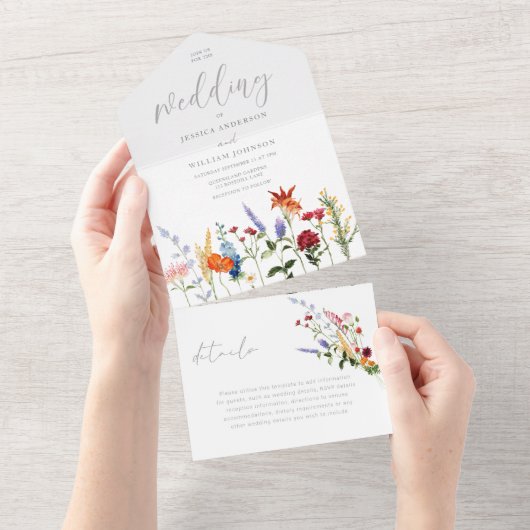 Invitation Tout En Un Beau Mariage Fleur sauvage coloré (Déchirure)