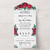Invitation Tout En Un Beau Mariage Floral Roses Rouges (À l'intérieur)
