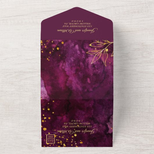 Invitation Tout En Un Beau mariage or et violet (Dehors)