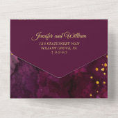 Invitation Tout En Un Beau mariage or et violet (Verso)
