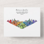 Invitation Tout En Un Beau Rainbow Floral Mariage LGBT (Verso)
