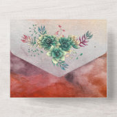 Invitation Tout En Un Beau Succulent Sunset Heart Mariage géométrique (Verso)