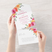 Invitation Tout En Un Beautiful Vibrant Spring Summer Floral Wedding (Déchirure)