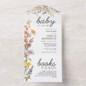 Invitation Tout En Un Bébé En Fleur Fleur sauvage Baby shower d'été (À l'intérieur)