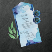 Invitation Tout En Un Belle aquarelle bleu tout en un