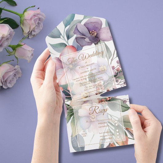 Invitation Tout En Un Belle aquarelle mariage