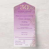 Invitation Tout En Un Belle Falling Rose Gold Parties scintillant 30e an (À l'intérieur)