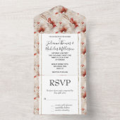 Invitation Tout En Un Belle Flore Rouge Blanc (À l'intérieur)