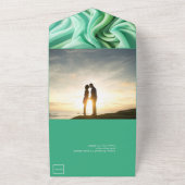 Invitation Tout En Un Belle Mariage verte de mer (Dehors)