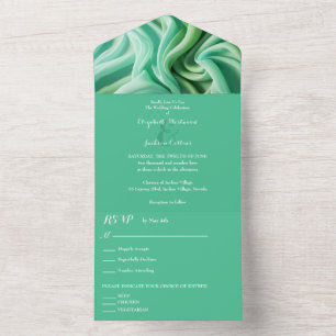 Invitation Tout En Un Belle Mariage verte de mer