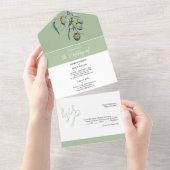 Invitation Tout En Un Belle Olive Branche Aquarelle Art (Déchirure)