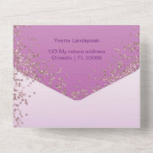 Invitation Tout En Un Belle Parties scintillant d'or Rose Falling 90e an (Verso)