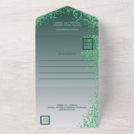 Invitation Tout En Un Belle Parties scintillant verte de Falling 100e an (Dehors)