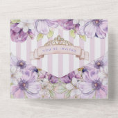 Invitation Tout En Un Belle princesse florale pourpre Premier anniversai (Verso)