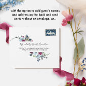 Invitation Tout En Un Berry, Bleu, Mariage Bourgogne avec Perforé RSVP