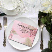 Invitation Tout En Un Berry d'hiver rose Floral Noël Minimal QR Code