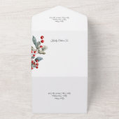 Invitation Tout En Un Berry Holly d'hiver avec code QR (Dehors)