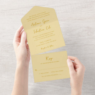 Invitation Tout En Un Beurre élégant Jaune Mariage moderne