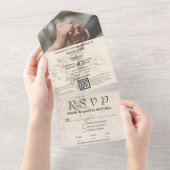 Invitation Tout En Un Beurre floral ivoire à crème simple Photo QR Code (Déchirure)