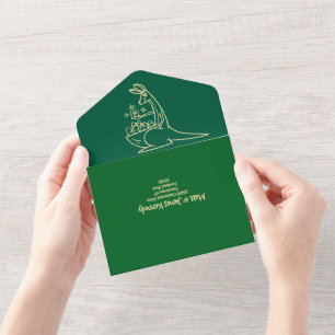 Invitation Tout En Un Beurre Jaune et Vert Animaux australiens Anniversa