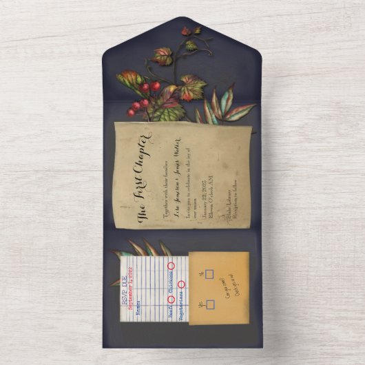 Invitation Tout En Un Bibliothèque d'automne Tout en un mariage Inviter (À l'intérieur)