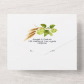 Invitation Tout En Un Bière Willow Greenery Gold Mariage géométrique (Verso)