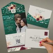 Invitation Tout En Un Bijou ton Emerald Rustic Boho Mariage