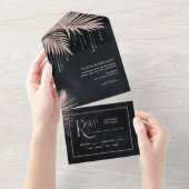 Invitation Tout En Un Bijoux feuille Mariage Rose Gold ID830 (Déchirure)