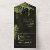 Invitation Tout En Un Bijoux feuille Mariage vert ID830 (À l'intérieur)