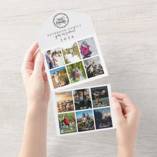 Invitation Tout En Un Bilan 12-Photo Joyeux Noël (Déchirure)