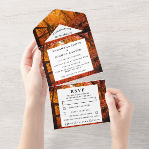 Invitation Tout En Un Birch Bark Fall Country Rustic Wood Feuilles