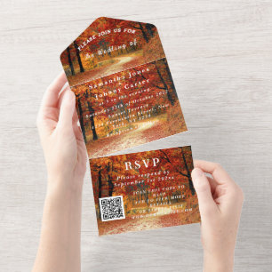 Invitation Tout En Un Birch Bark Fall Country Rustic Wood Feuilles