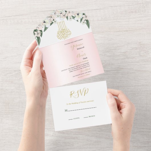 Invitation Tout En Un Bismillah Magnolia tout en un Mariage (Déchirure)