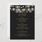 Invitation Tout en un Black Gold String éclaire le Mariage fl (Dos)