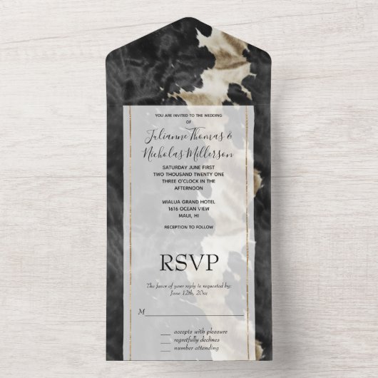 Invitation Tout En Un Black Gold Western Cowhide (À l'intérieur)