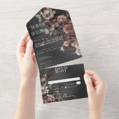 Invitation Tout En Un Black Moody Gothic Flowers & Dîner Mist (Déchirure)