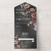 Invitation Tout En Un Black Moody Gothic Flowers & Dîner Mist (À l'intérieur)