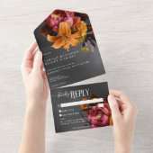 Invitation Tout En Un Black Moody Gothique Orange Lily Mariage Non Dîner (Déchirure)