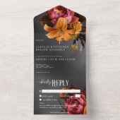Invitation Tout En Un Black Moody Gothique Orange Lily Mariage Non Dîner (À l'intérieur)