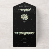 Invitation Tout En Un Black Snowberry+Eucalyptus Réception de mariage un (Dehors)