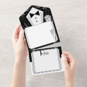 Invitation Tout En Un Black Tie Champagne (Déchirure)