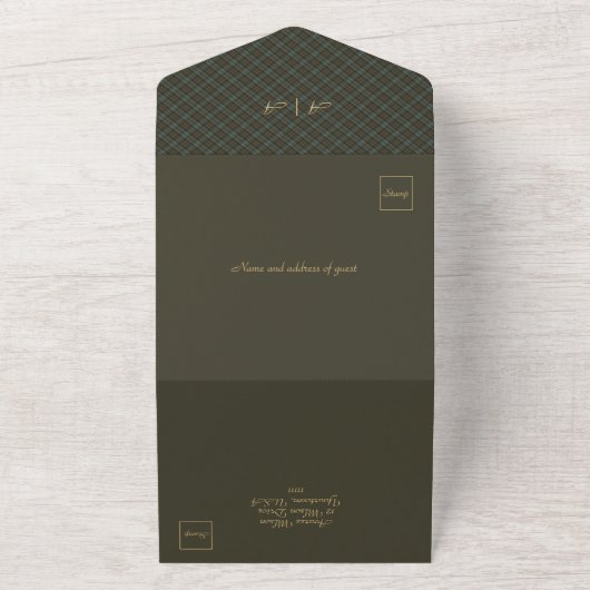 Invitation Tout En Un Black Watch Patiné Clan Tartan tout en un (Dehors)