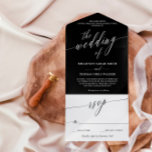 Invitation Tout En Un Black White Delicate Calligraphy Wedding<br><div class="desc">Minimalist all in one wedding invitation in black with an elegant typography design combining classic font with a simple calligraphy script.</div>