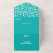 Invitation Tout En Un Blanc Botaniques Turquoise Aucun Mariage Enveloppe (Dehors)