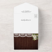Invitation Tout En Un Blanc Magnolia Mason Jar Barn Wood QR Code Mariage (Dehors)